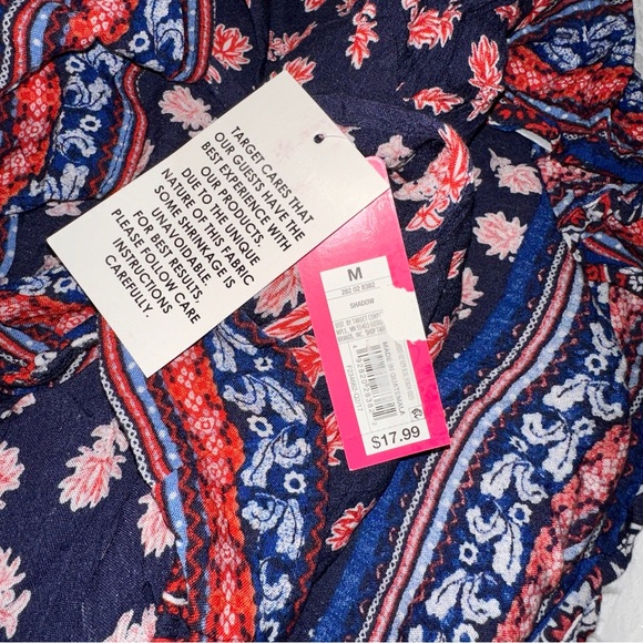 Xhilaration | NWT Asymmetrical Off Shoulder Flowy Ruffle Floral Latinx Print Top - Picture 9 of 12